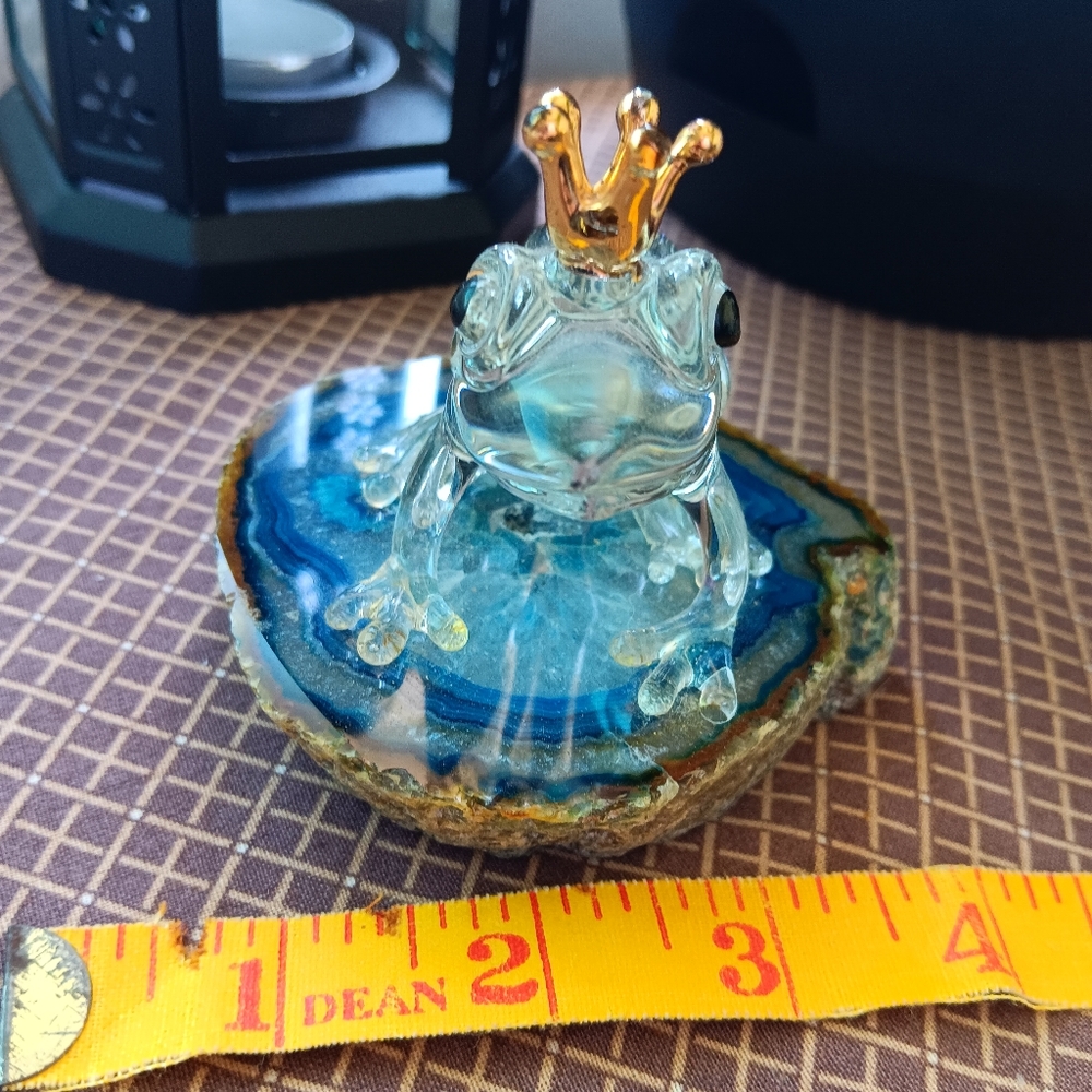 Prince Charming crystal frog on geode, perfect condition.